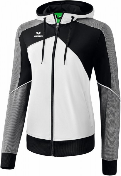 Erima Fußball Handball Premium One 2.0 Trainingsjacke mit Kapuze Frauen Jacke weiß schwarz