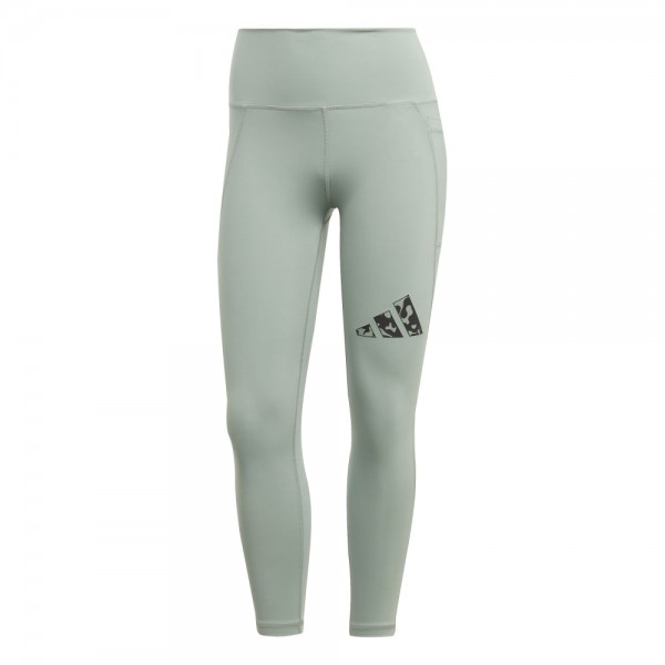 Adidas Optime Stash Pocket Training Floral Logo 7/8-Leggings Damen silver grün schwarz