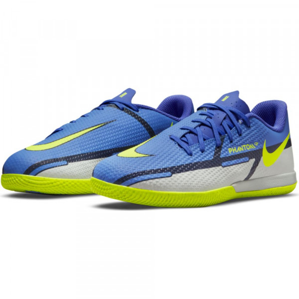 Nike Jr. Phantom GT2 Academy IC Fußballschuhe Kinder blau grau