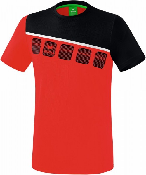 Erima Fußball Handball 5-C T-Shirt Herren Kurzarmshirt rot schwarz weiß