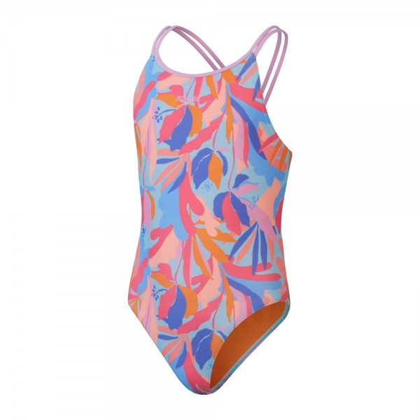 Speedo Badeanzug mit Doppelträgern Mädchen pink marine blau orange