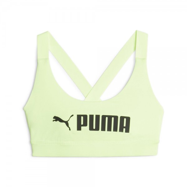 Puma Fit Mid Support Trainings-BH Damen neongelb schwarz