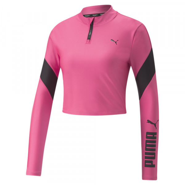 Puma Fit EVERSCULPT Trainings-Crop-Top mit 1/4 Reißverschluss Damen pink schwarz