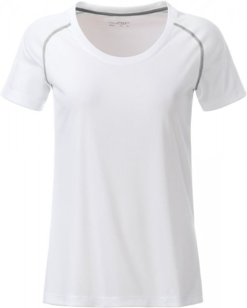 James & Nicholson Damen Fitness T-Shirt weiß silber