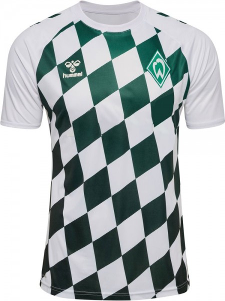 Hummel SV Werder Bremen Pre-Match Trikot 2023 2024 Kinder weiß dunkelgrün