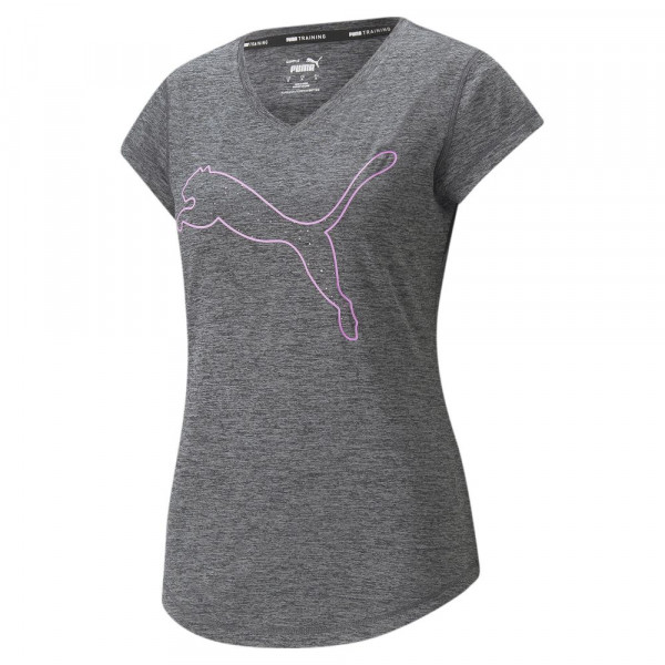 Puma Favourite Heather Cat Trainings-T-Shirt Damen grau pink
