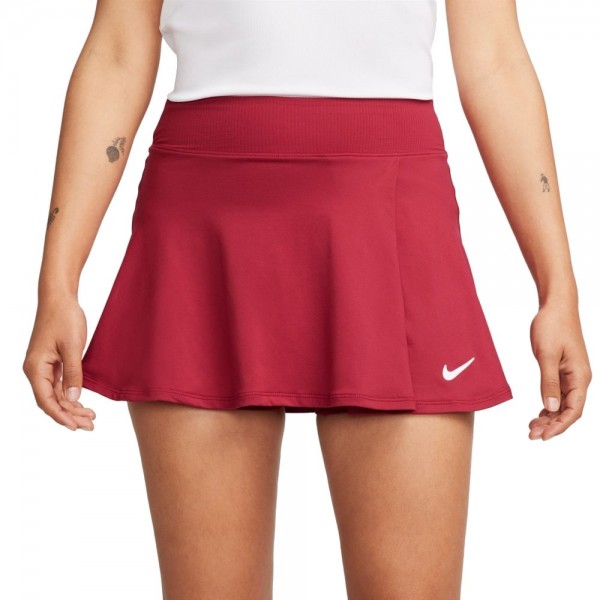 Nike Court Dri-FIT Victory Gerüschter Rock Damen rot weiß