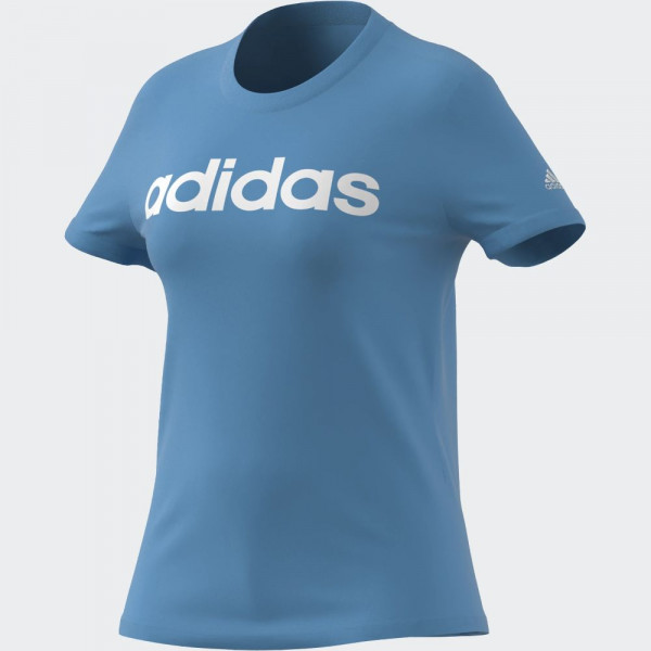 Adidas Essentials Slim Logo T-Shirt Damen blau weiß