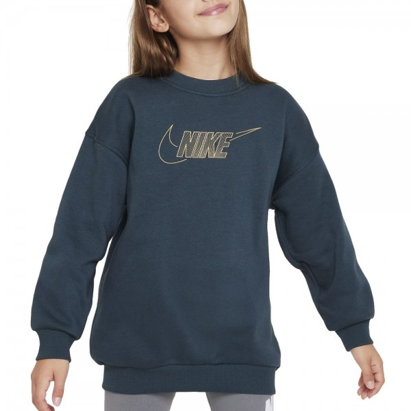 Nike Sportswear Club Fleece Sweatshirt mit Rundhalsausschnitt Mädchen deep jungle
