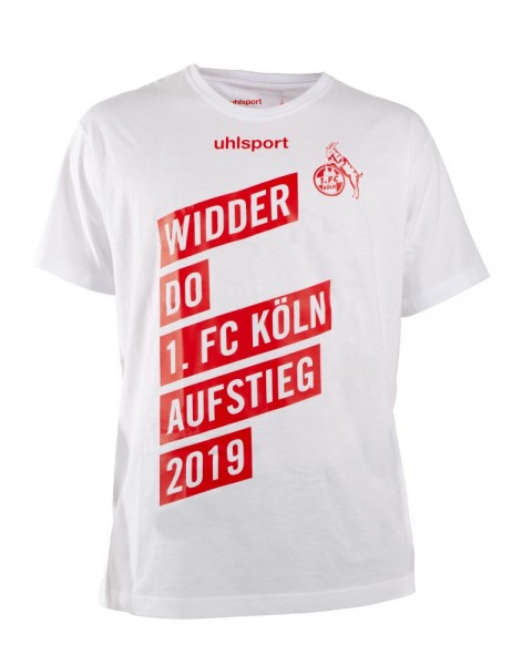 Uhlsport Fußball 1. FC Köln Aufstiegs T-Shirt 2018 2019 Herren Fanshirt Kurzarmshirt weiß rot