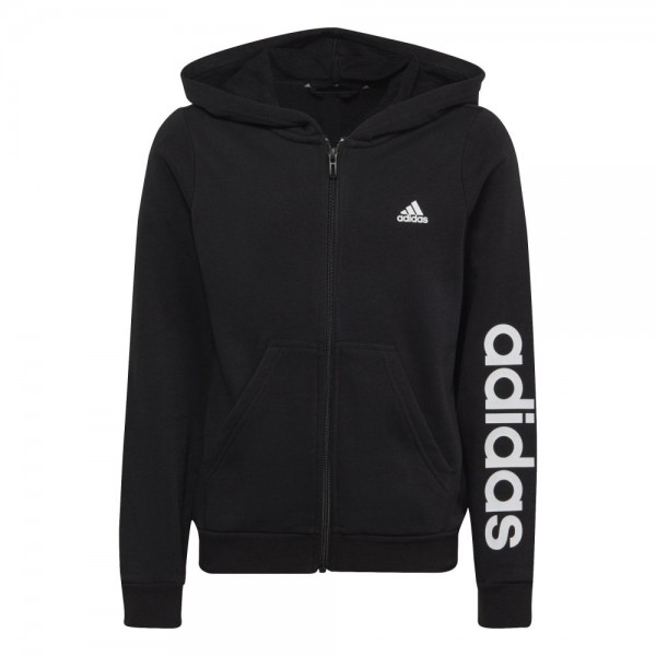 Adidas Essentials Linear Logo Kapuzenjacke Mädchen schwarz weiß